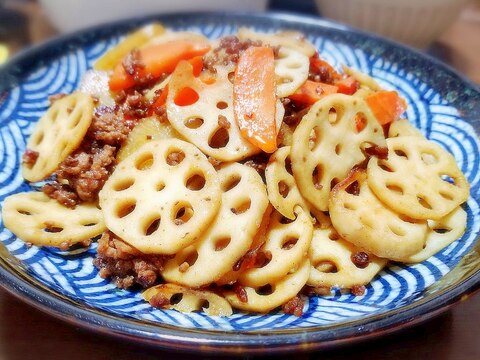 カレー風味♪ レンコンとひき肉のキンピラ★